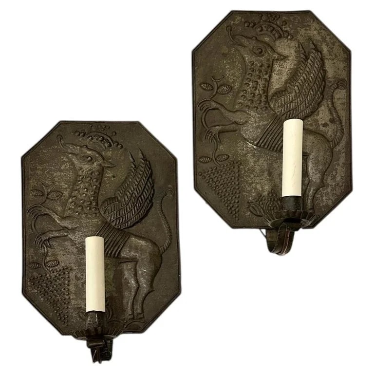Pair of Antique Griffin Sconces — lighting — resale