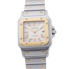 Cartier — Cartier Santos Galve LM 41mm 29mm Steel 18K Yellow Gold Silver Dial W20041C4 — Watch — resale