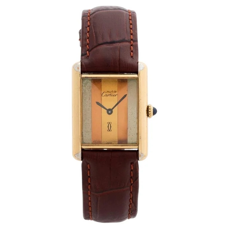 Aldo Cipullo for Cartier — Cartier Must de Cartier Tank Vermeil, Large Size Heavy Gold Plated Steel, c1980 — Watch — resale