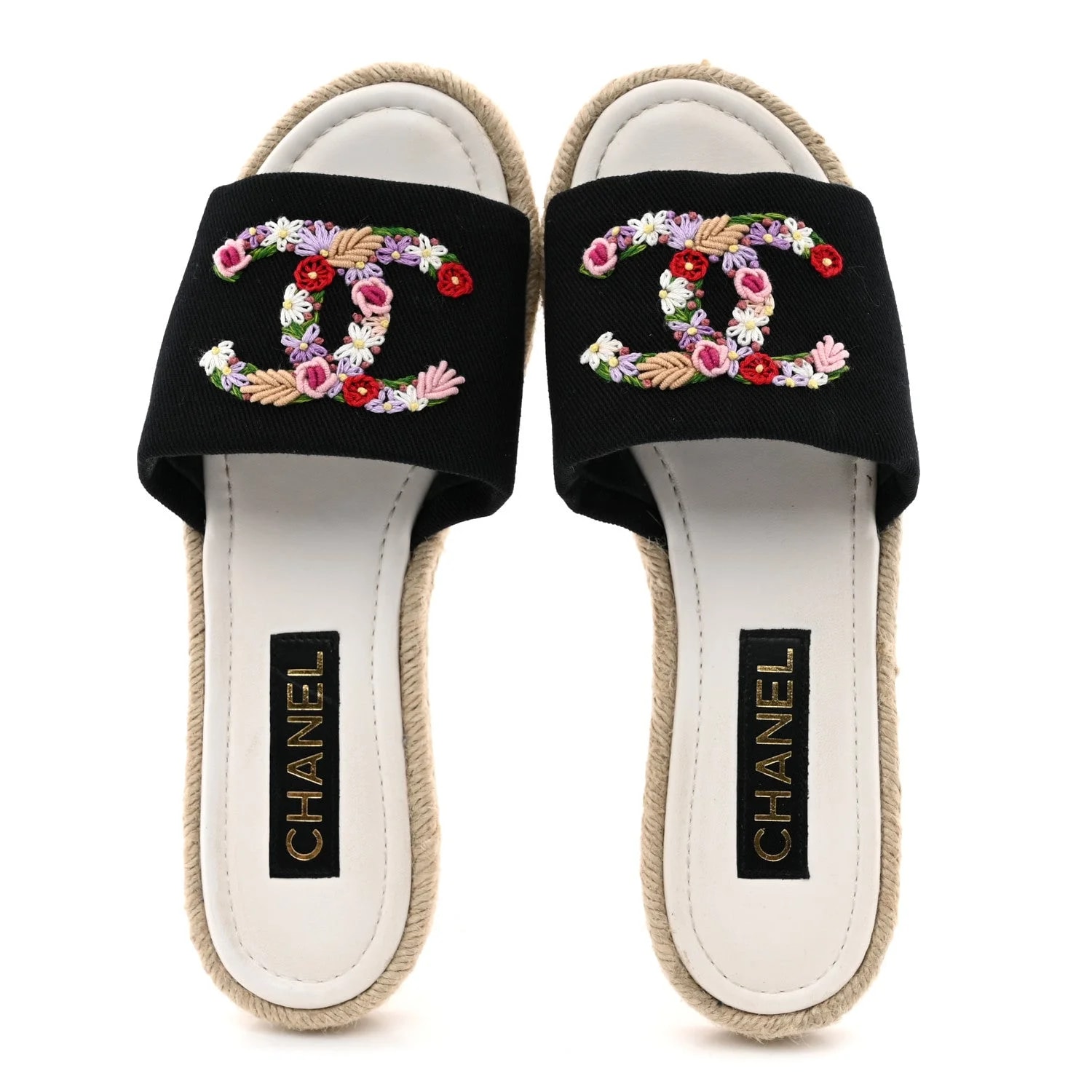 Embroidered CC Floral Espadrille Slip on 39 2