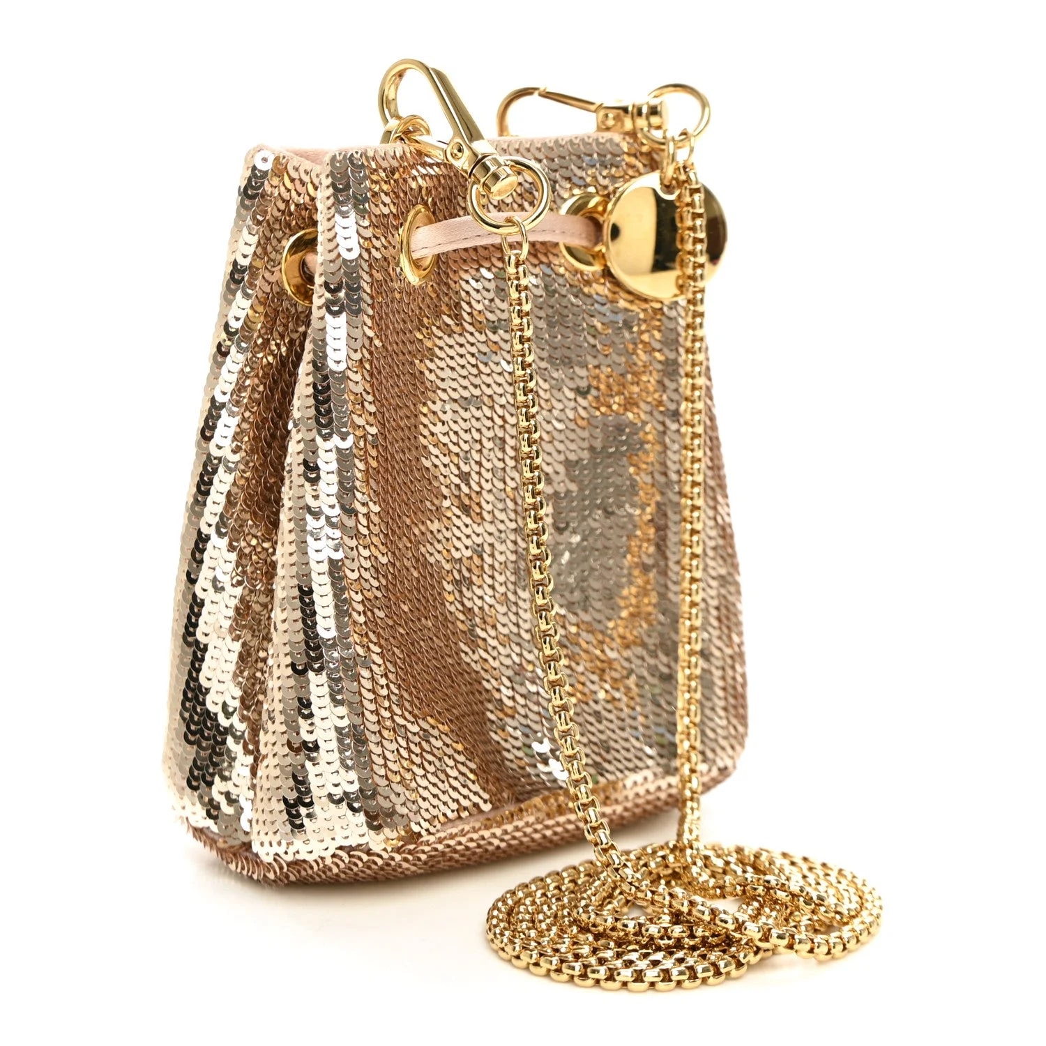 Sequin Triangle Logo Mini Pouch Cammeo 3