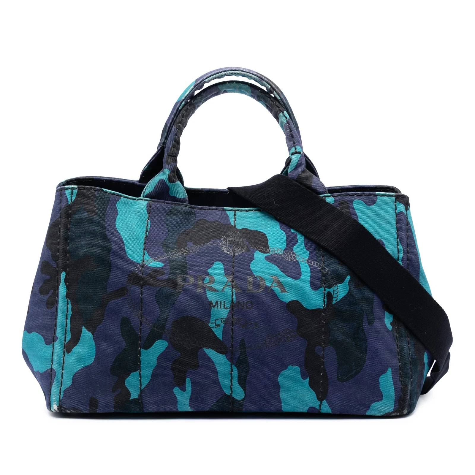 Prada — Canapa Logo Camouflage Satchel — Handbag — resale