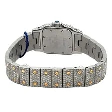 Cartier Santos Galbée 24mm Steel Quartz White Dial W20012C4 1567 Custom Diamonds 2