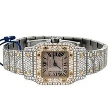 Cartier Santos Galbée 24mm Steel Quartz White Dial W20012C4 1567 Custom Diamonds 3