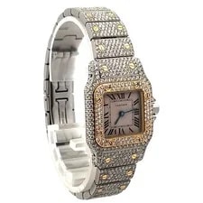 Cartier Santos Galbée 24mm Steel Quartz White Dial W20012C4 1567 Custom Diamonds 4