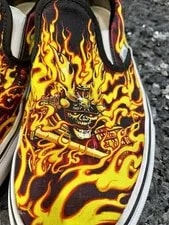 Vans Samurai Rising Slip-On Shoes Flames Skate Streetwear Size 9.5 $65 4