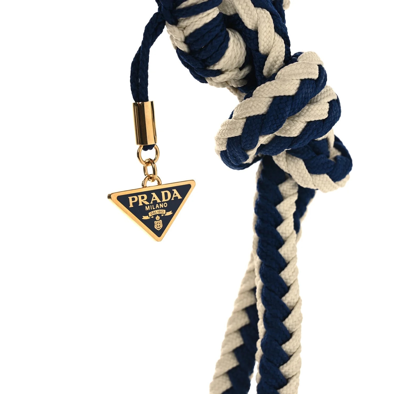 Cotton Striped Metal Triangle Logo Cord Keychain 3