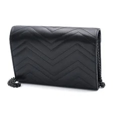 Gucci GG Marmont Chain Wallet Chevron Quilted Double G 2