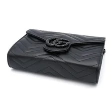 Gucci GG Marmont Chain Wallet Chevron Quilted Double G 3