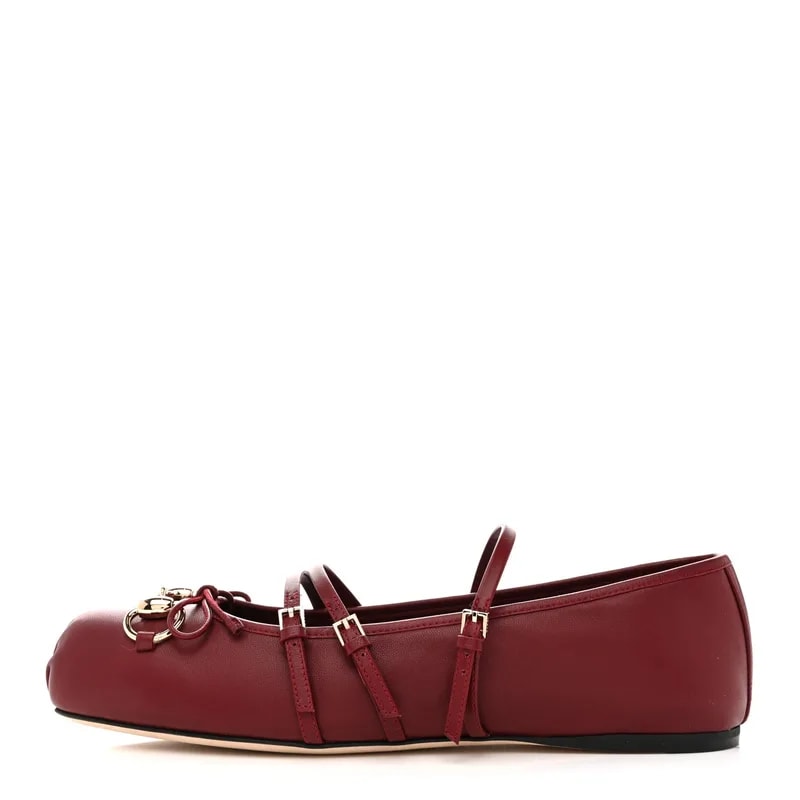 Gucci — Malaga Kid Horsebit Ballet 39 Ancora — Designer Shoe — resale
