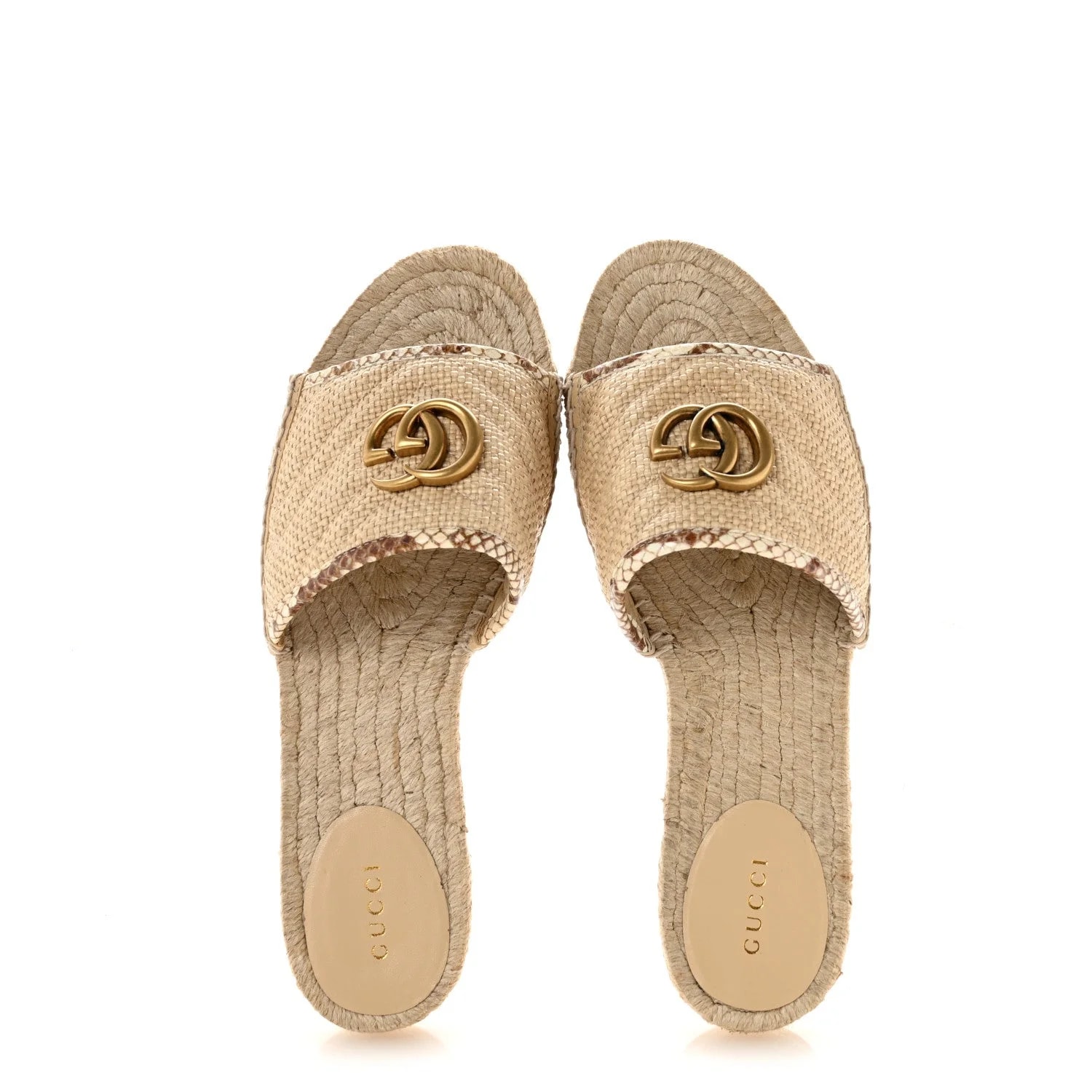 Straw Elaphe Matelasse GG Marmont Espadrille Slide 39 2