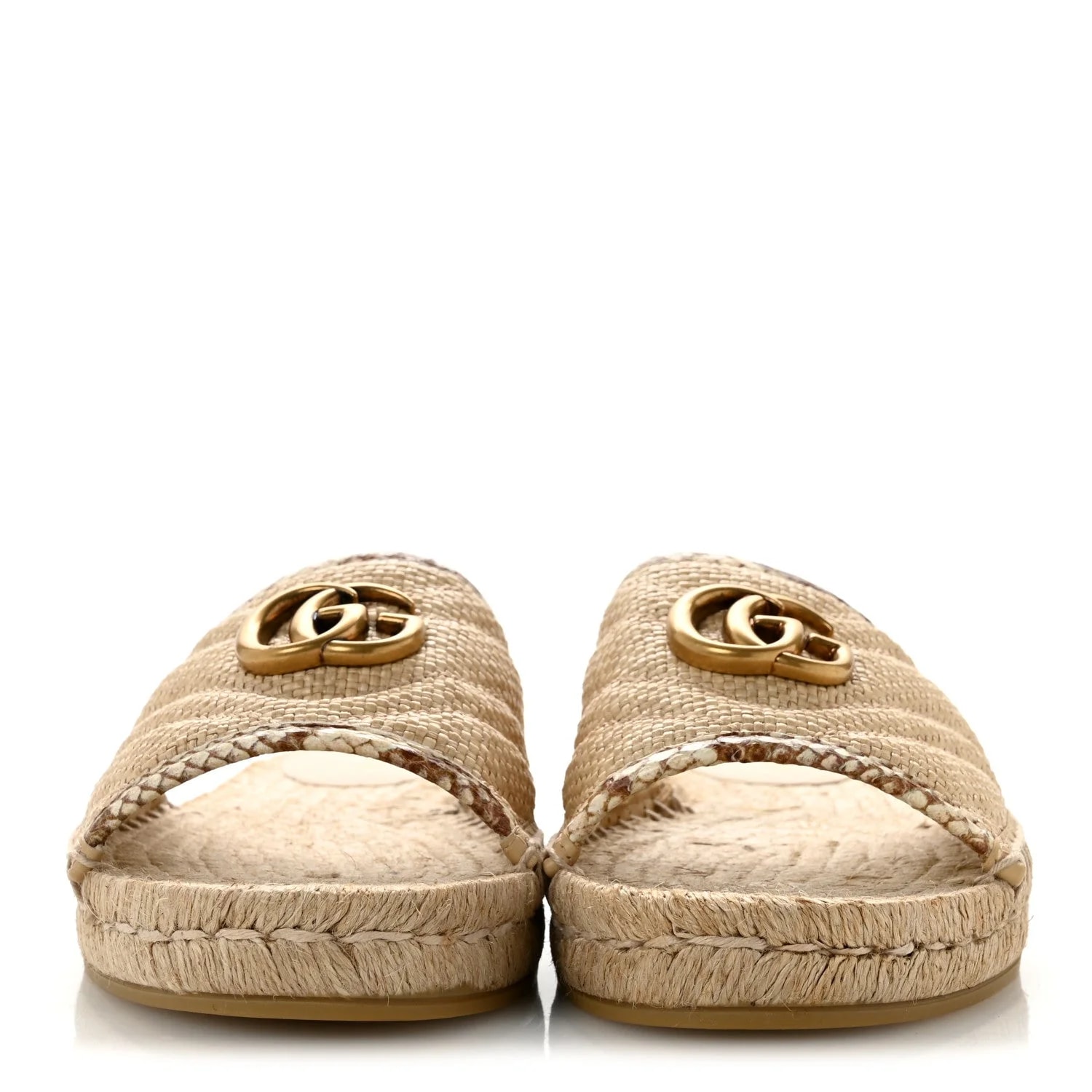 Straw Elaphe Matelasse GG Marmont Espadrille Slide 39 3