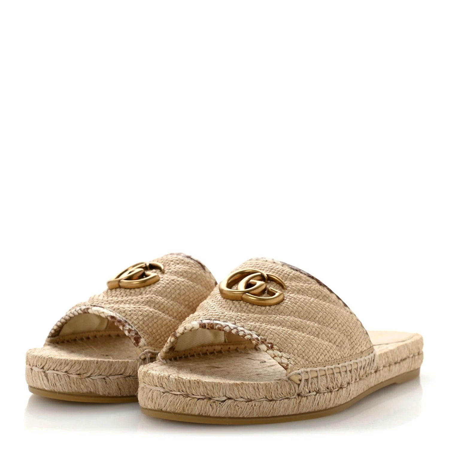 Straw Elaphe Matelasse GG Marmont Espadrille Slide 39 4