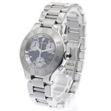 Cartier Chronoscaph W10172T2 Date Black Dial Quartz Watch_938339 2