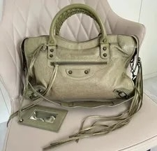 Balenciaga — Balenciaga le City Medium Matcha Crinkled Waxed RHW — Handbag — resale