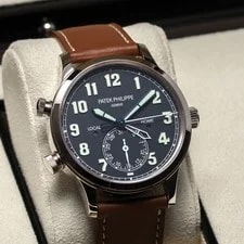 Patek Philippe Calatrava 42mm White Gold Blue Dial Leather Strap 5524G-001 3