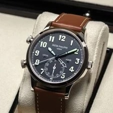 Patek Philippe Calatrava 42mm White Gold Blue Dial Leather Strap 5524G-001 4