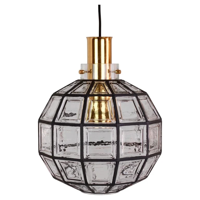 Hans-Agne Jakobsson — Limburg Pair of Large & Clear Round Pendant Lights C.1965 — Furniture — resale