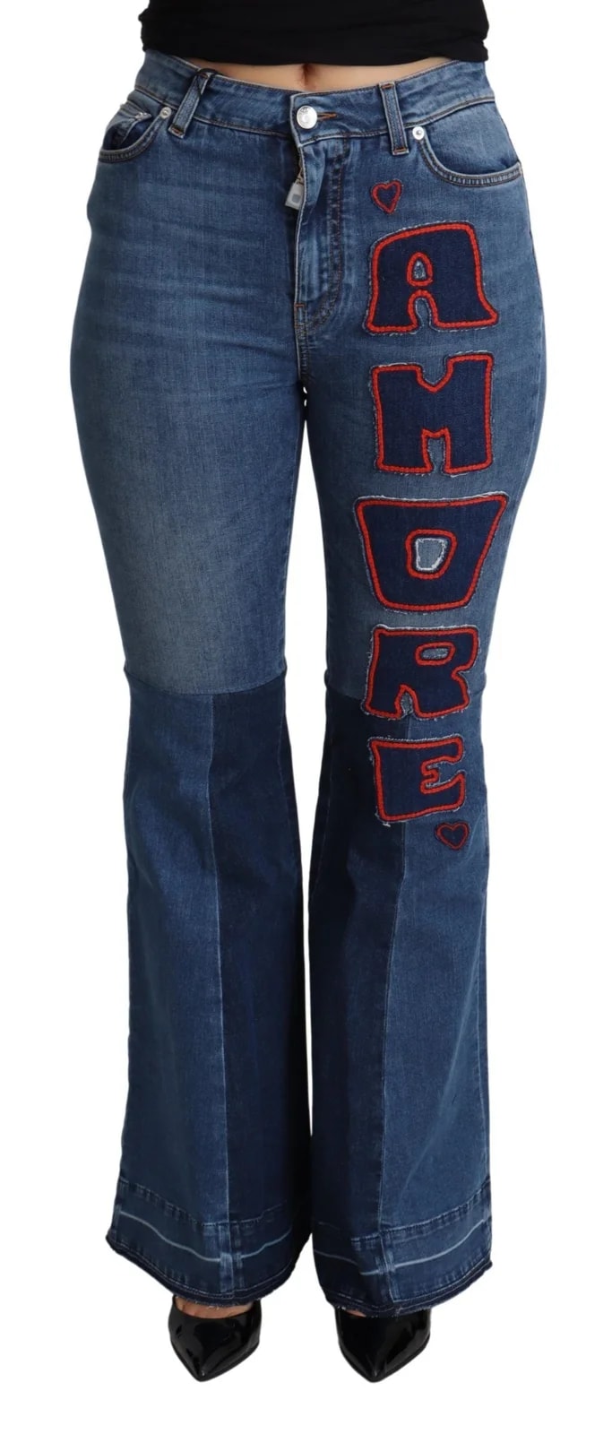 Dolce & Gabbana — Dolce & Gabbana Amore Patch Cut Cotton Stretch Pant — Designer Shoe — resale