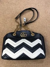Gucci — Gucci GG Marmont Medium Chevron GHW 2-Way Chain — Handbag — resale