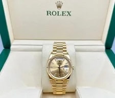 2024 Rolex President Day Date 36 128238 Champagne Baguette Diamond Dial 18K Gold 2
