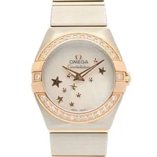 Omega — Omega Constellation Star Blue Diamond Bezel White Shell K18PG Stainless — Watch — resale