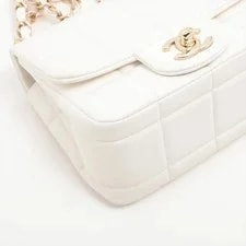 Chanel Bar Single Flap Single Chain White Gold Metal Fitt 4