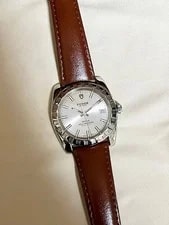 Tudor Classic Date 21010 Automatic Silver Dial Leather Strap Japan Nice 2