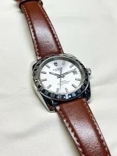 Tudor Classic Date 21010 Automatic Silver Dial Leather Strap Japan Nice 3