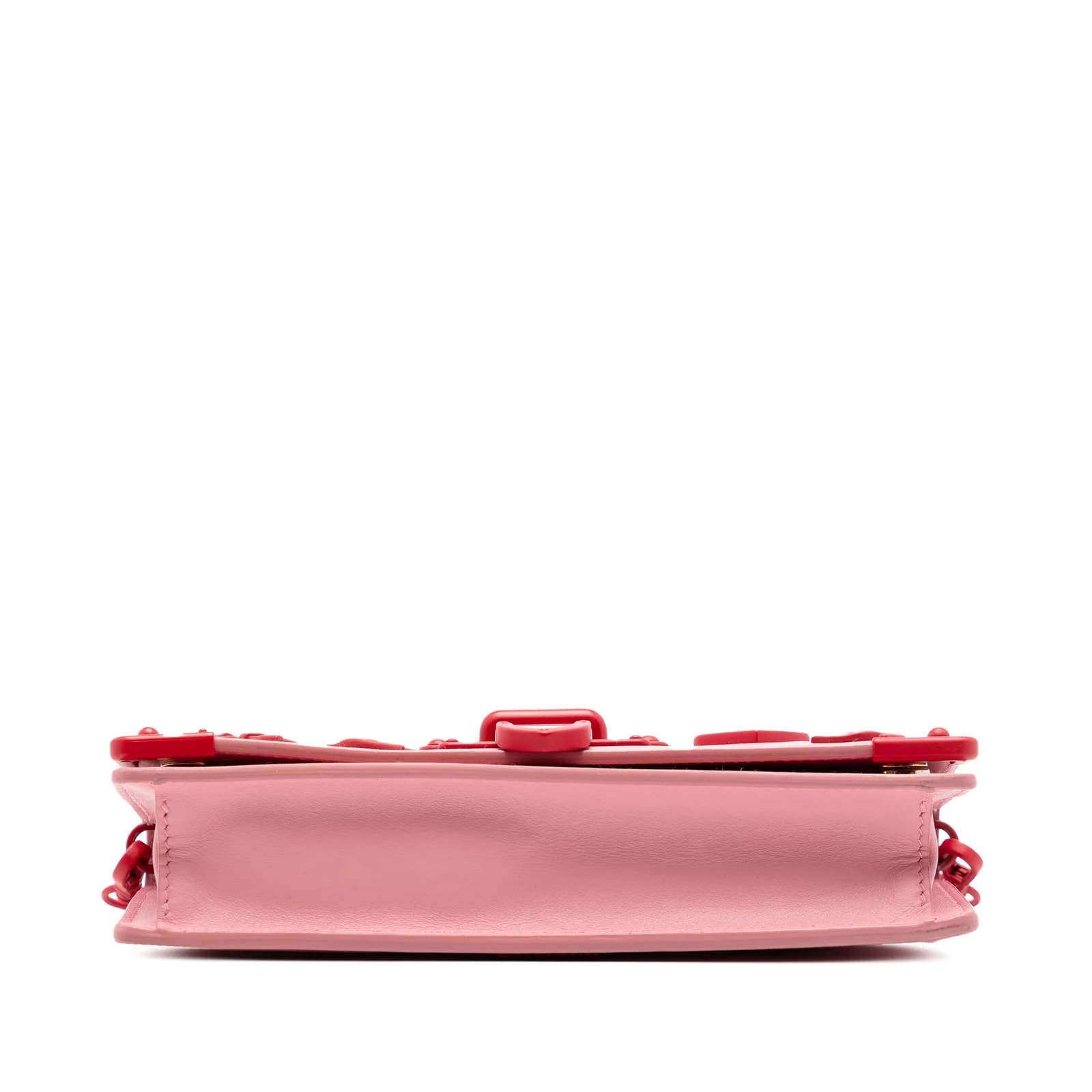 Trimmed City Calf Cahier Heart and Flower Wallet on Chain 3