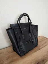 Celine Pebbled Satchel Zip Top Double Handles Pockets 2