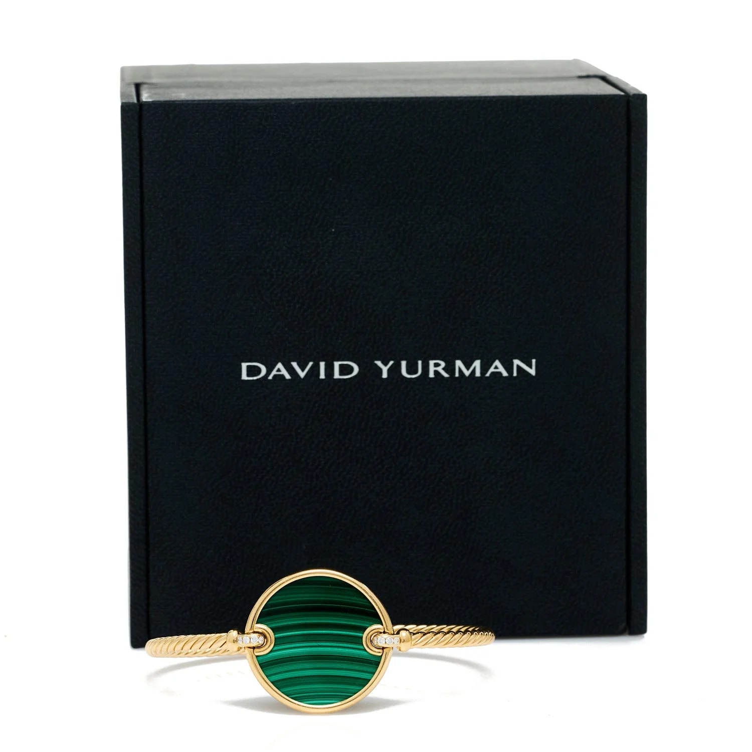 18K Yellow Gold Malachite DY Elements Bangle 4
