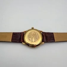 LeCoultre 14K Gold Case Slim Line 15 Jewels Lizard Band 4