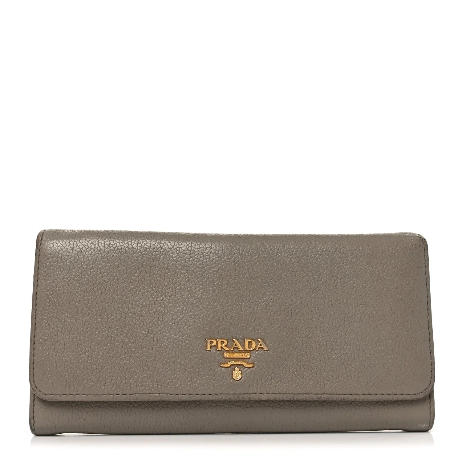 Prada — Vitello Daino Metal Continental Flap Wallet Argilla — Accessory — resale