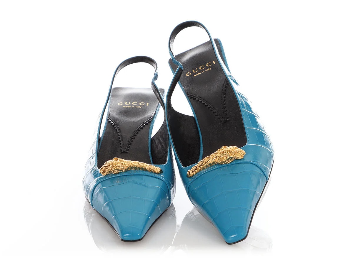 Gucci -Embossed Square Slingback 2