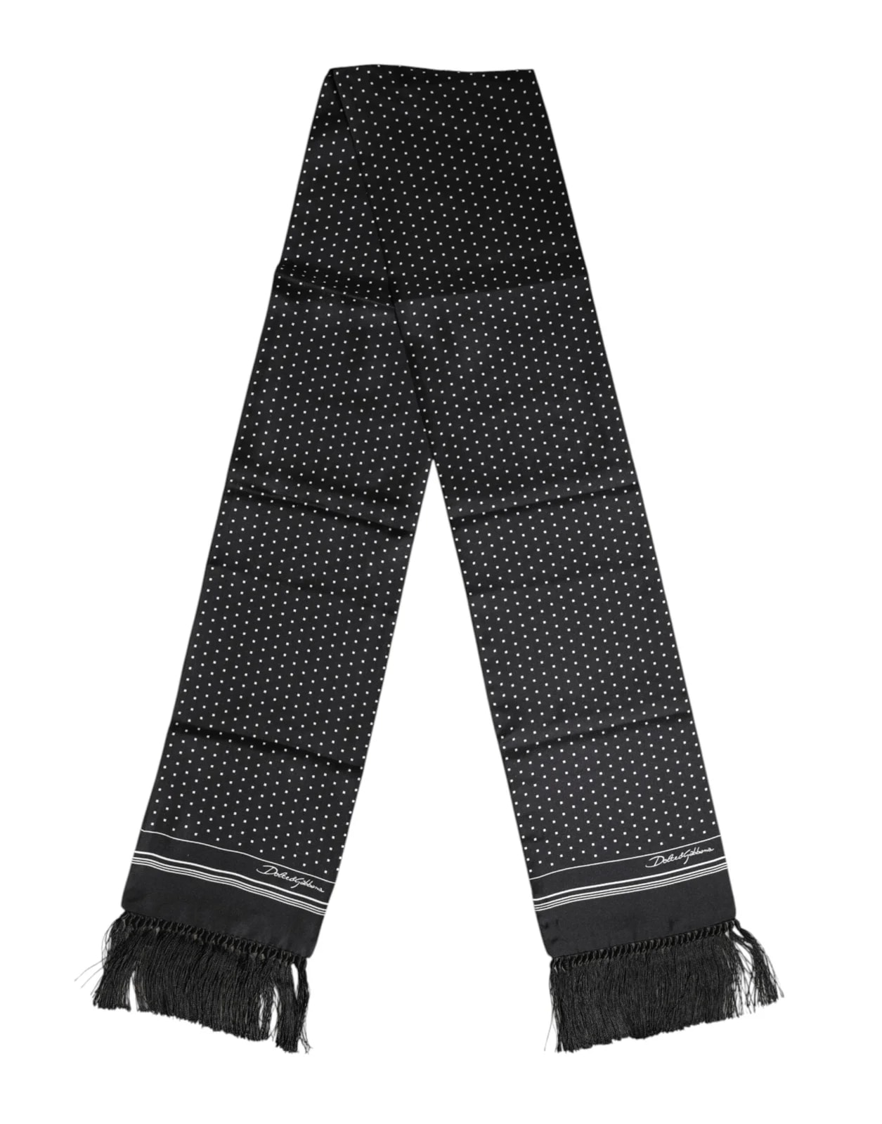 Dolce & Gabbana — Dolce & Gabbana Polka Dot Fringes Foulard Scarf — Accessory — resale