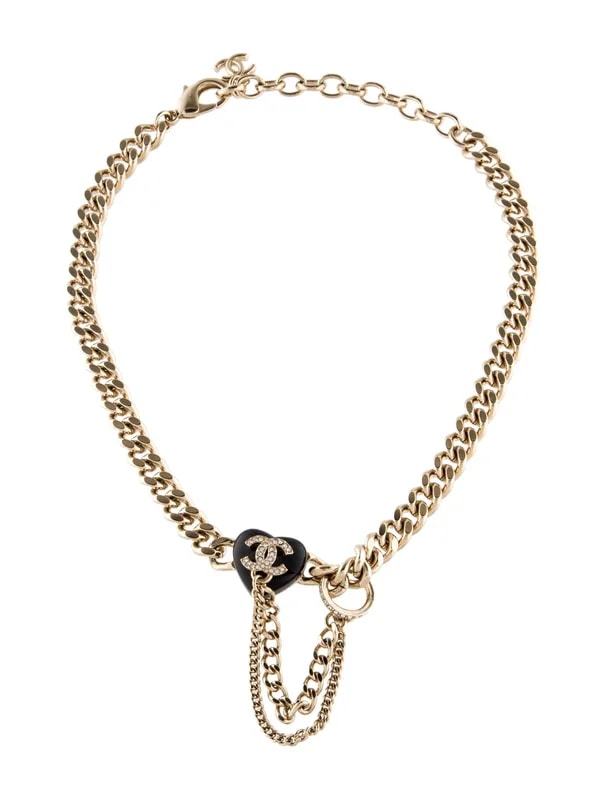 Chanel — Strass & Resin CC Heart Choker — Jewelry — resale