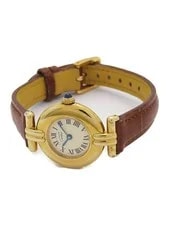 Cartier Must 590002 Yellow Gold Plated Silver Leather 24mm Quartz #TW2612 2