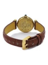 Cartier Must 590002 Yellow Gold Plated Silver Leather 24mm Quartz #TW2612 3