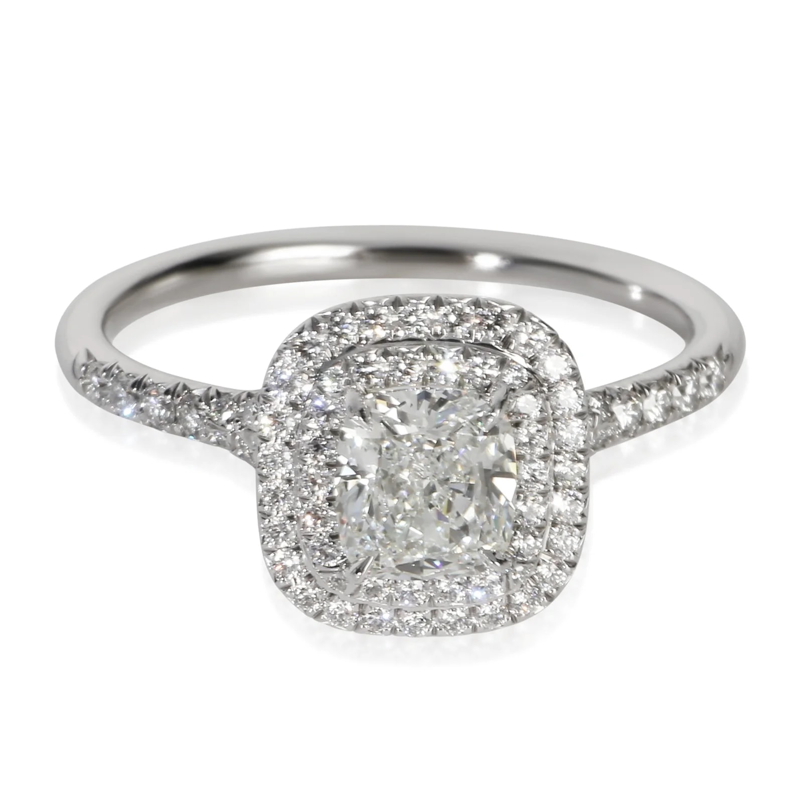 Tiffany & Co. — Tiffany & Co. 1.07 Ct Cushion Soleste Double Halo Engagement Ring 950 — Accessory — resale