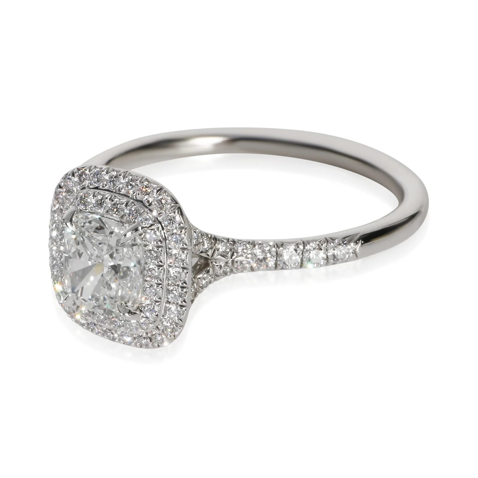 Tiffany & Co. 1.07 Ct Cushion Soleste Double Halo Engagement Ring 950 4