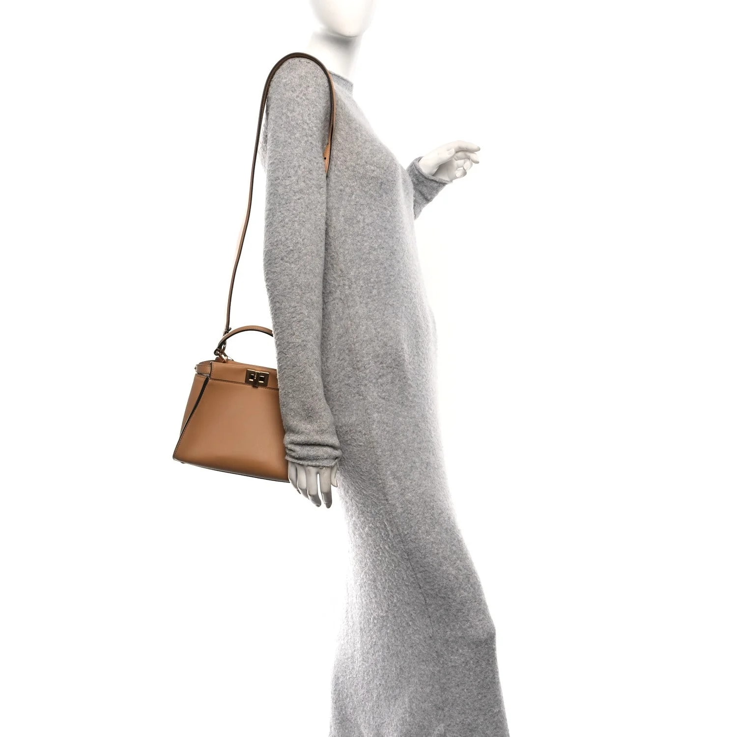 Vitello Seta Fabric 1974 Mini Peekaboo Iconic Satchel Miele Scuro 2