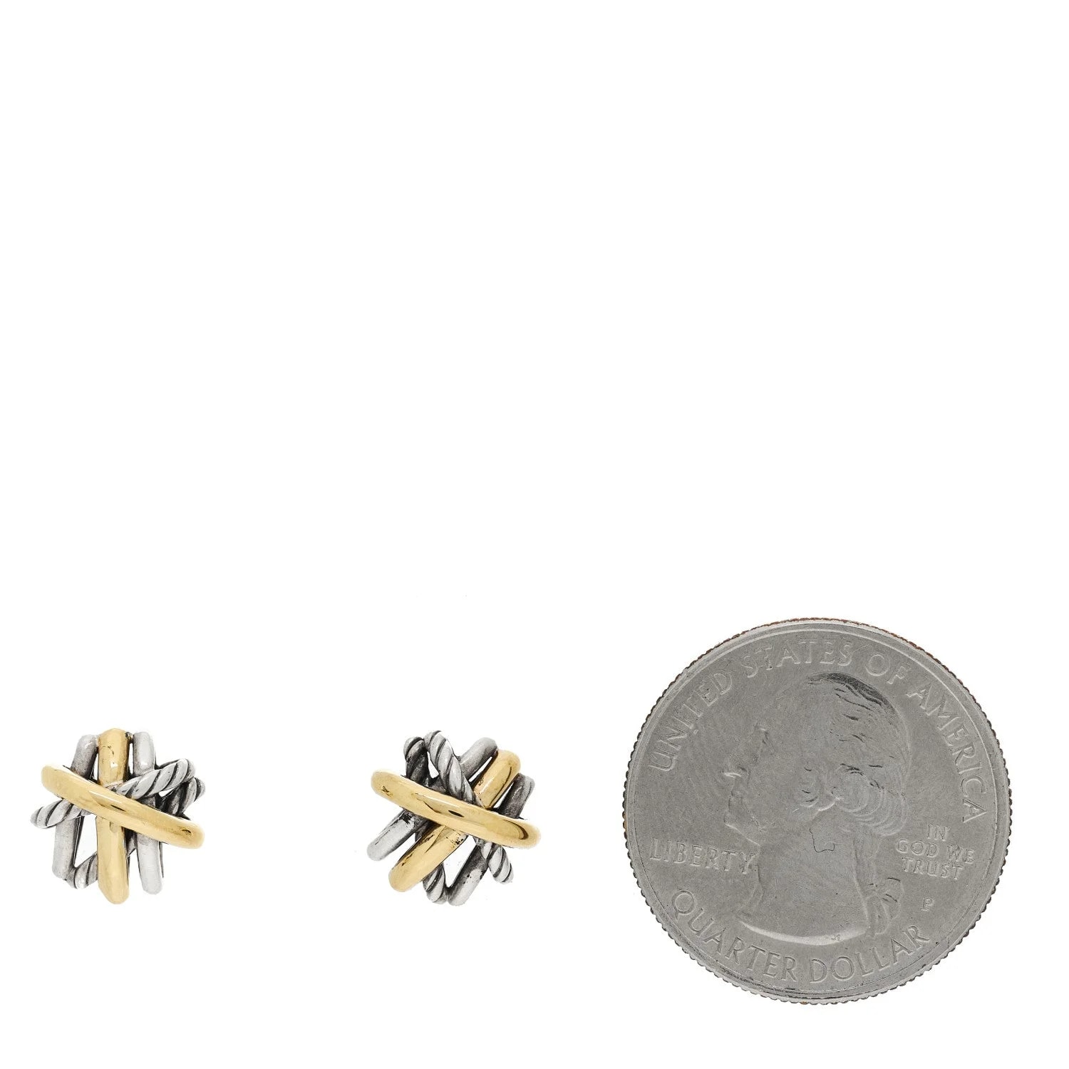 18K Yellow Gold Crossover Stud 2