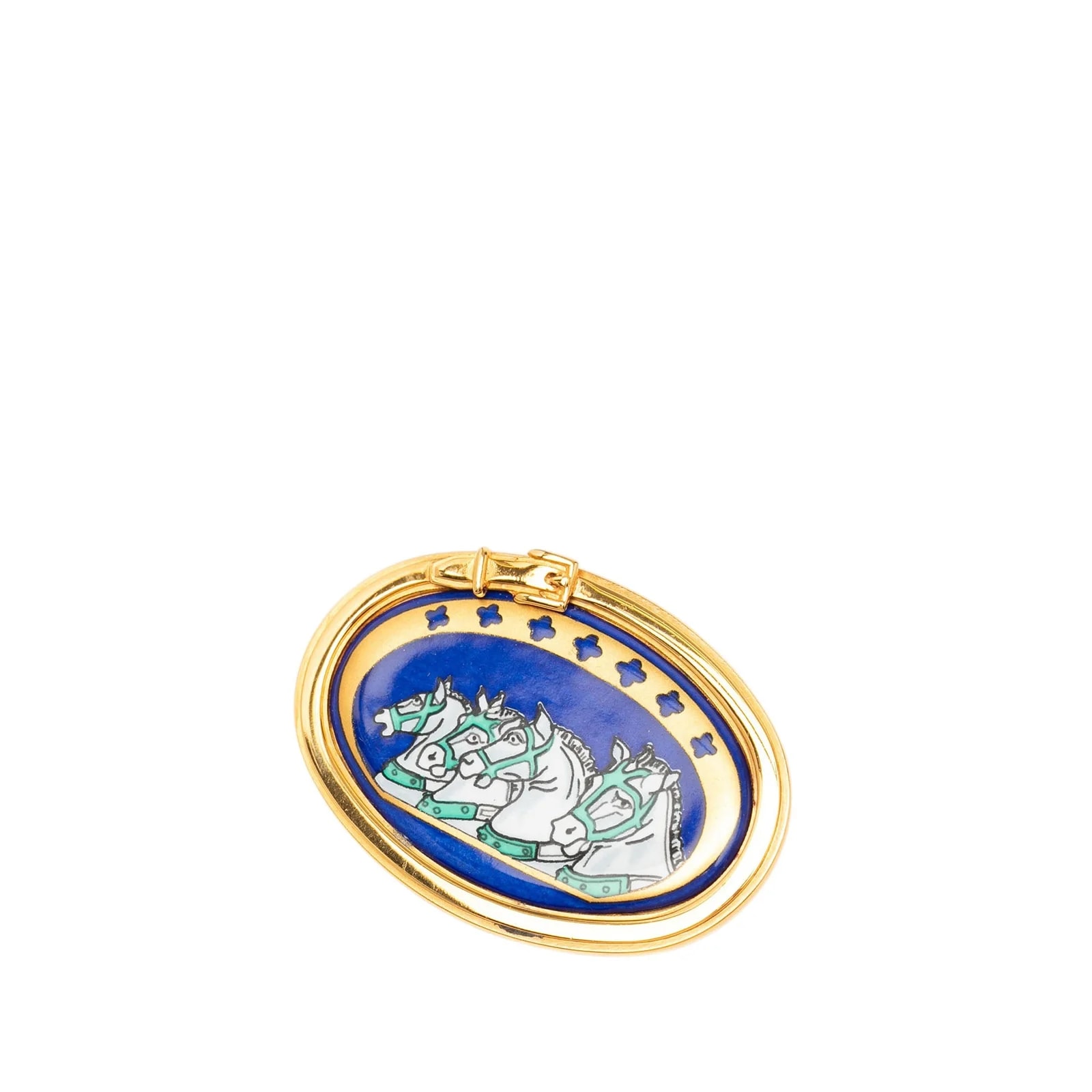 Hermès — Enamel Chevaux Pin Brooch — Jewelry — resale
