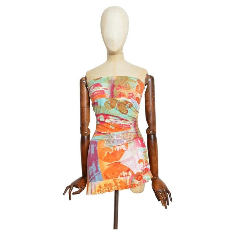 2000's Avant Guard Italian Sunset Newspaper Print Strapless Tank Top - Boob Tube — Designer Shoe — resale