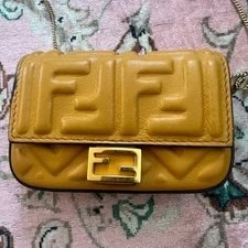Fendi Nano Baguette Embossed Chain Auth 2