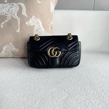 Gucci GG Marmont Small 22 Chevron Antique Chain Crossbody 4