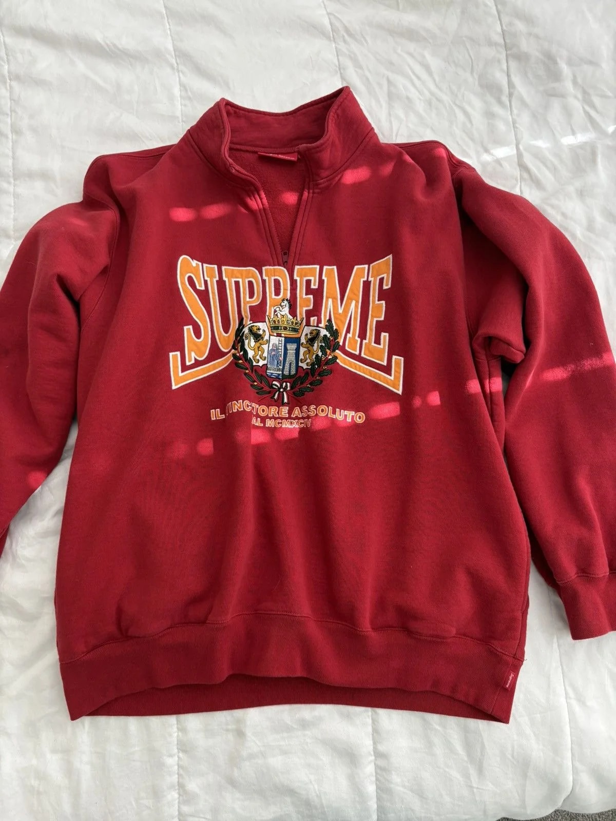 Supreme — Supreme Crest Applique Half Zip Pullover — streetwear — resale