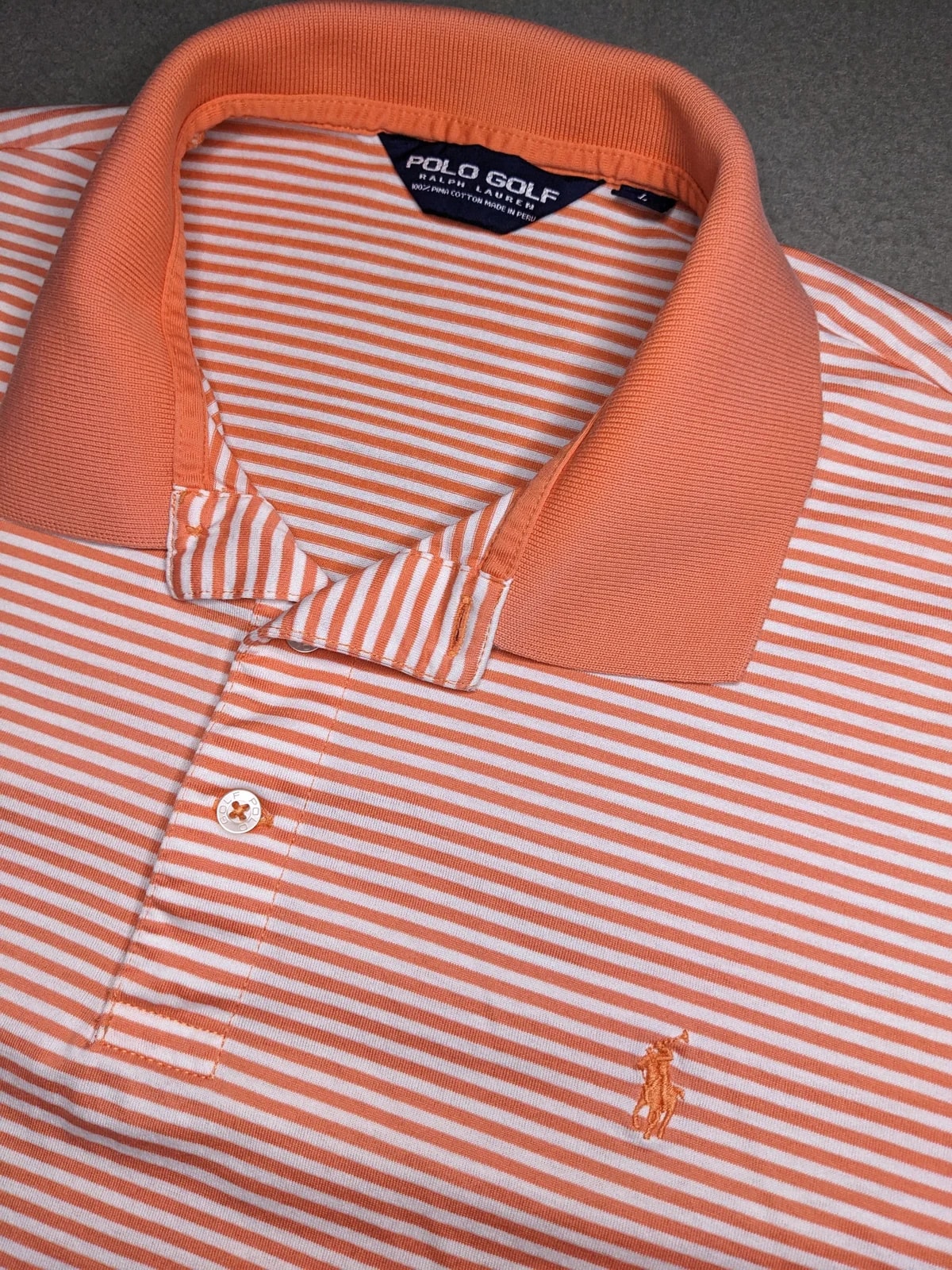 Polo Ralph Lauren — VTG Polo Ralph Lauren Golf Shirt Striped Pima Sz Large Pony — streetwear — resale