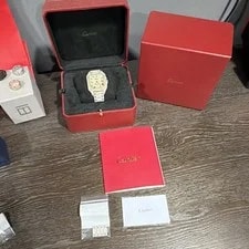 Cartier — Cartier Santos Automatic Two-Tone Diamond Set Date 100m w/Box Papers — Watch — resale